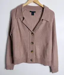 Tahari Women’s Rosey Pink Cardigan Medium Super Soft Casual Stretch Knit