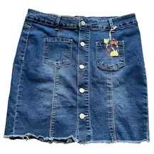NWT Mele E Pere Blue Jean Button Up Mini Skirt Size Large