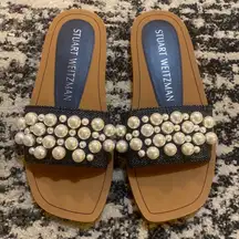 Stuart Weitzman Goldie Imitation Pearl Slide