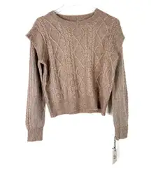 NWT  Ruffle Shoulder Crewneck Sweater Oatmeal Size Small S NEW
