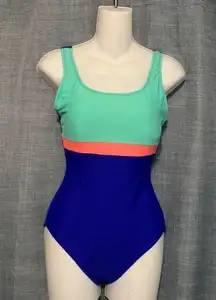 Ladies size Medium 1 pc Swimsuit Color-block Style