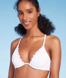 Women's Underwire Ruffle Trim Bikini Top -  White