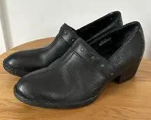 BORN Black Leather Slip On Studded Clogs Comfort   WOMEN'S 10 US 42EU‎ Clog Heel