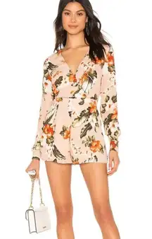 Superdown Ilah beige tropical floral romper S