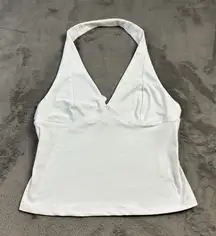 Free People Tank Top Womens Medium Halter White Athletic Tenniscore Preppy NEW