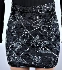 Astrology Constellation Mini Black Velvet Skirt