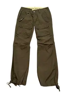 Miss Me Cargo Pants Brown Small Y2K Low Rise Drawstring Ankle Hem Utility