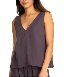 NWT Johnny Was Calme Double Gauze V Neck Drape Tank Top Graphite Gray SZ M