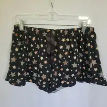 Bobbie Brooks Black Rose Gold Star Ruffle Hem Sleep Women's Shorts Size Large