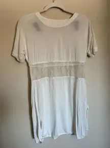 LA PERLA Mini‎ Tee Shirt Dress Lace Chemise Sz Small Off White Silk Blend