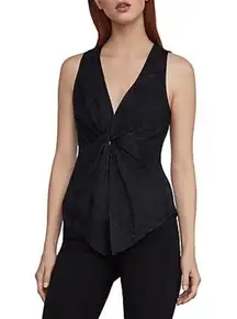 BCBGMaxAzria Leopard Print Twist Front Jacquard Sleeveless Tank Top XXS