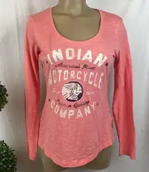 Indian Motorcycles Pink Long Sleeve Graphic Print Tee T Shirt S