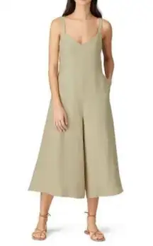 Club Monaco 4 Midi Length Wide Leg Green Jumpsuit Pistachio EUC Linen Cotton