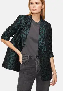 Anine Bing Madeleine Emerald Leopard Jacquard Blazer size small