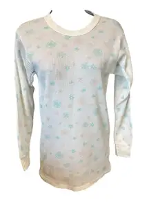 Vintage 90s Valentines Thermal Waffle Knit Snowflake Top – Made in USA