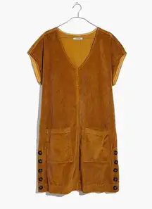 Golden Yellow Corduroy Side-Button Shift Dress size S