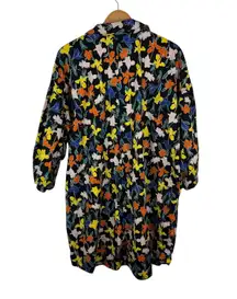 Eloquii Elements Black Floral Button Down Shirt Dress Size 18 Cottage Colorful