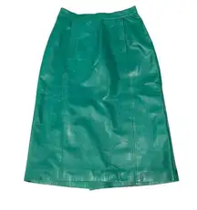 Vintage 80s/90s Chloe Leather Skirt Size 42 Green Straight Pencil