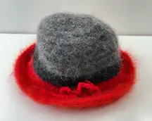Knit Winter Hat Womens Wool Mohair Nylon Blend Red‎ Gray Black