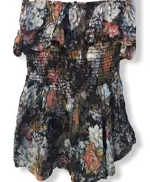 Blue Life Floral Strapless Shorts‎ Romper