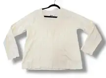 Pact Womens Cream Waffle Knit Long Sleeve Top Size Medium Organic Cotton