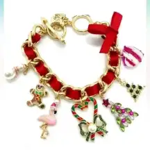 Betsey Johnson Holiday Whimsy Christmas Charm Bracelet.