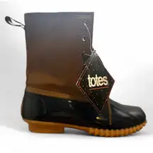 totes Waterproof Shell Brown Black Duck Boots Womens Lace Up Comfort boho Y2K