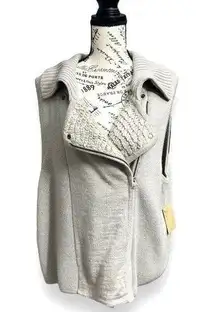 Coldwater Creek XL Wool Sweater Vest Oat Tan Asymmetrical Zip Collared Chic NWT