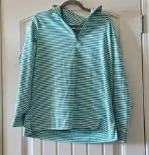 Croft & Barrow Striped Green and White Quarter Zip Pullover