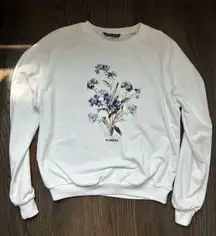 Shein Flower Crewneck in White