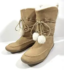 Airwalk Pipkin Natural Khaki Suede Leather Faux Fur Lined Boots Womens 10 Winter