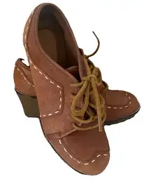 Naturalizer Wingtip Wedge Heel Oxford Lace Up Shoe  6.5