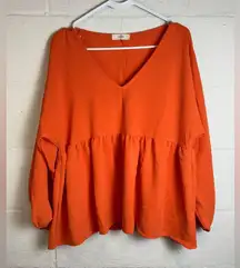 Entro Woman’s Orange Casual Business Classic Trendy Lightweight Blouse Sz Small