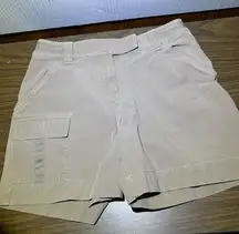 J Jill Tan Women's Cargo Shorts 4 petite Beige Velcro pockets Like new