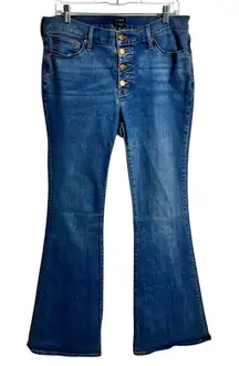 J.Crew Full Length Flare Jeans Women 29 Blue Button Fly Boho Western Casual Pant