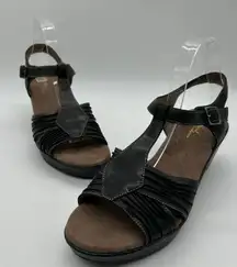 Natural Soul By Naturalizer Sandals Womens 11 Black Evie Wedge‎ Comfort Elements