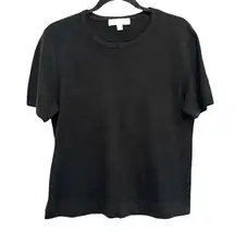 Carolyn Taylor Essentials Black Knit Crewneck Short Sleeve Sweater
