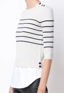 Veronica Beard Knot Mariner Striped Silk Cashmere Shirttail Sweater Top