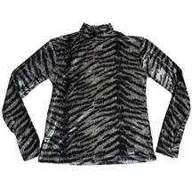 Gianni Versace Gray & Black Animal Print Turtleneck size Small