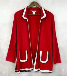 VTG Misook Women Cardigan Sweater Small Preppy Minimal Quiet Luxury Mod Coastal