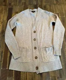 J. Crew button front cardigan size xs long lined grey wool alpaca blend