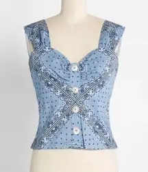 Modcloth Blue Bandana Print Serene Serenade Tank Top NEW Size 18W