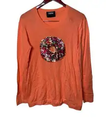 Markus Lupfer Donut Sequin Natalie Jumper in Orange 100% cotton pullover top S