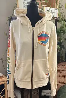 NWOT Aviator Nation Vintage White Zip Up Hoodie