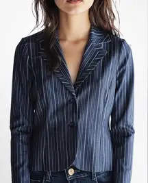 KOOKAI Navy Pinstripe‎ Blazer Women's Size 38 or 4 Workwear Business Classic