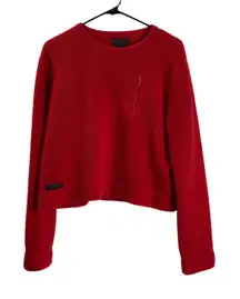 Vtg Ralph Ralph Lauren Womens Pullover Fleece Large Red Outdoors Pocket 90s