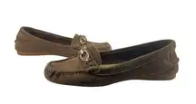 Coach  Women’s Fortunata Brown Suede Logo Slip On Moccasin Loafer Shoes Size 7.5B