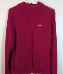 Nike Dri Fit Hoodie Womens Medium 1/4 Zip Long Sleeve Running Swoosh Burgundy