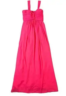 Calvin Klein  Sleeveless Maxi Dress Gown Chiffon Bright Pink Size 6 Women's