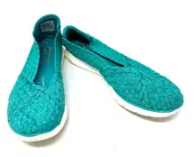 Bobs by Skechers Size 8 Flats Teal Blue Slip On Memory Foam‎ Casual Everyday